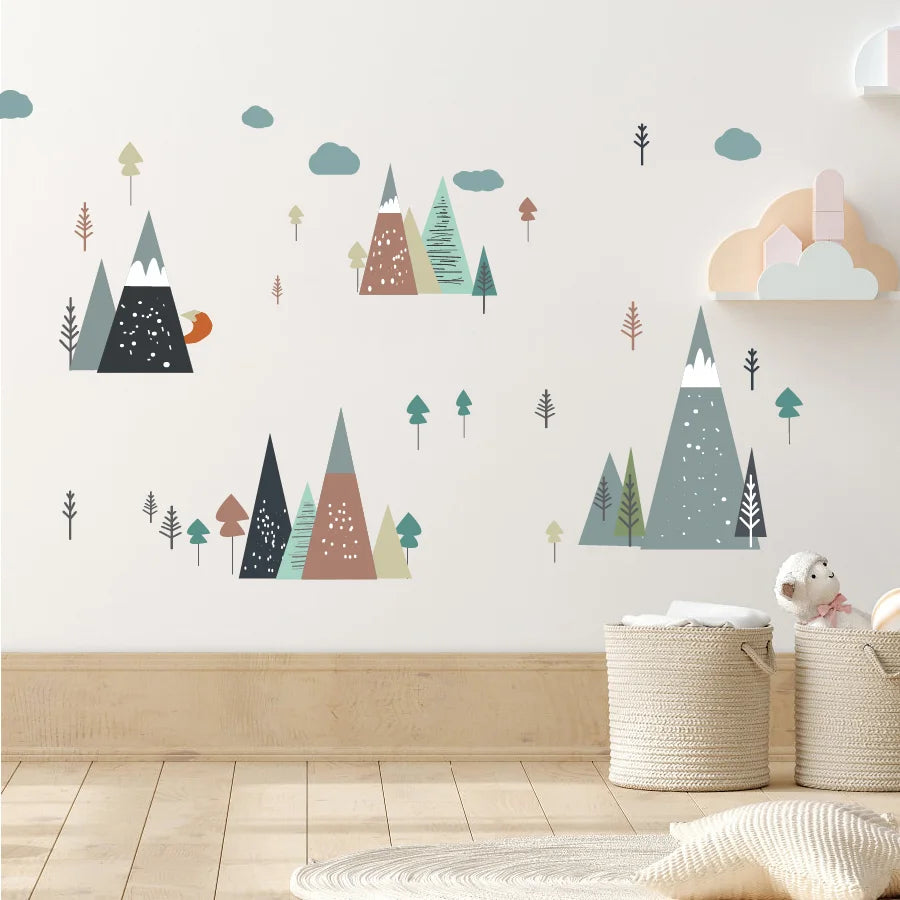 Boho Peaks Colorful Mountain Wall Decals for Kids Room & Nursery