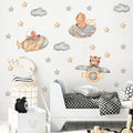 Space Adventure With Cute Animal Wall Decals for Kids Room & Nursery