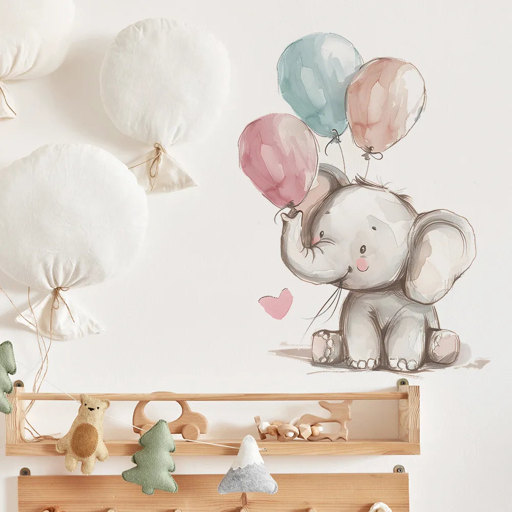 Baby Elephant with Balloons Wall Decals for Kids Room & Nursery