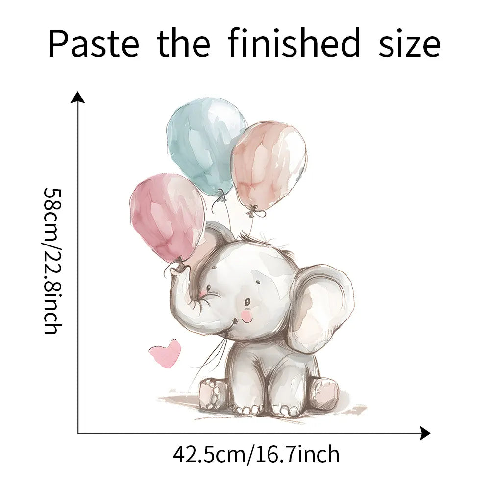 Baby Elephant with Balloons Wall Decals for Kids Room & Nursery