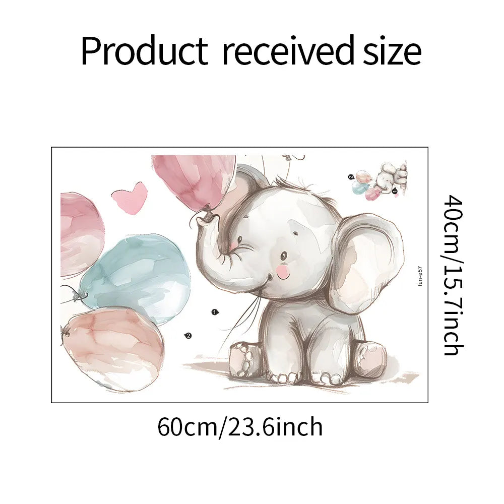 Baby Elephant with Balloons Wall Decals for Kids Room & Nursery