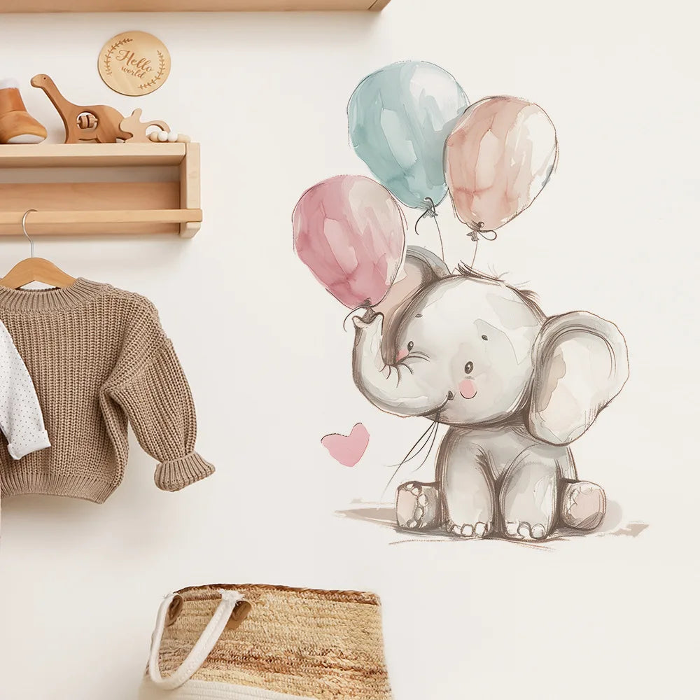 Baby Elephant with Balloons Wall Decals for Kids Room & Nursery