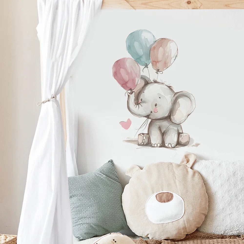 Baby Elephant with Balloons Wall Decals for Kids Room & Nursery