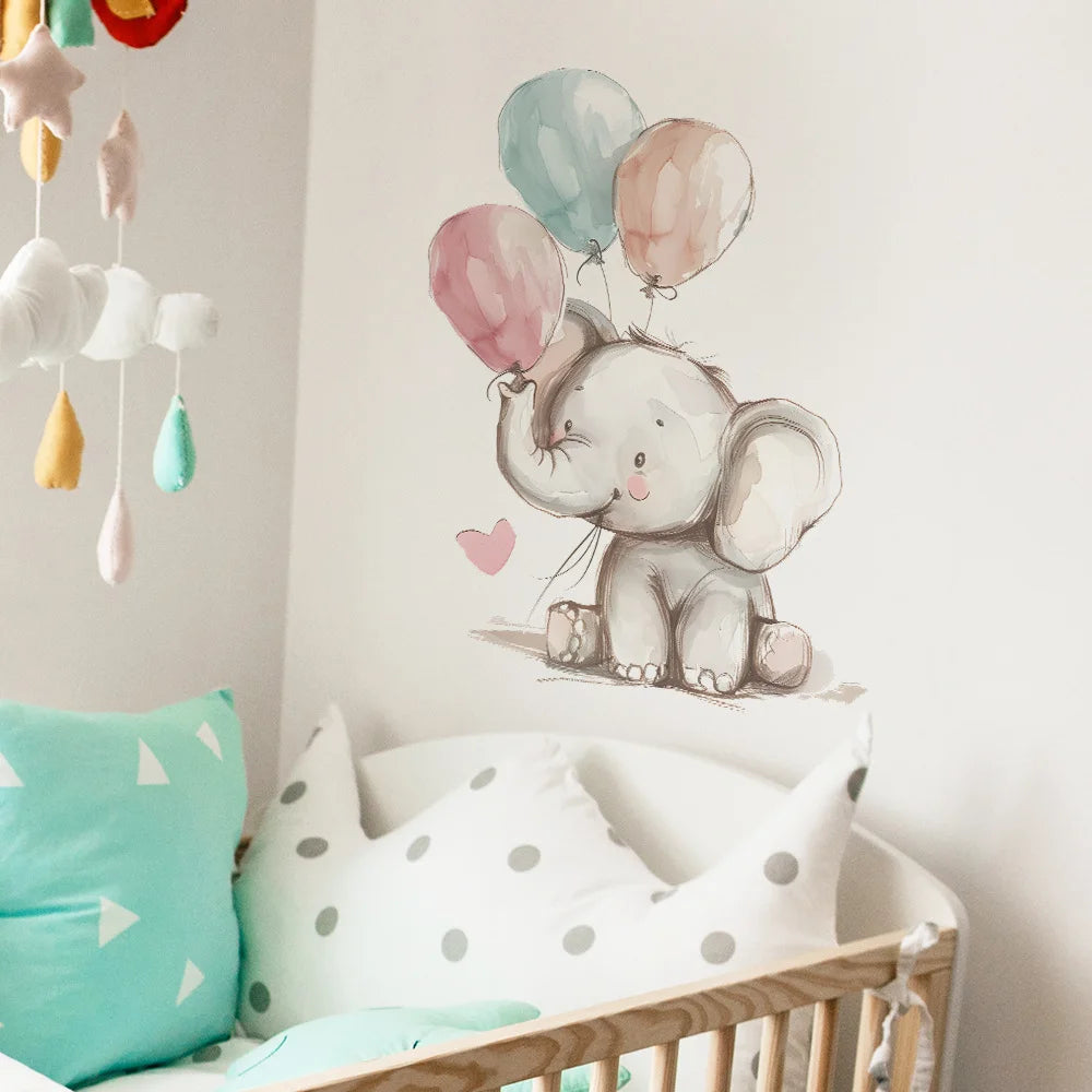 Baby Elephant with Balloons Wall Decals for Kids Room & Nursery