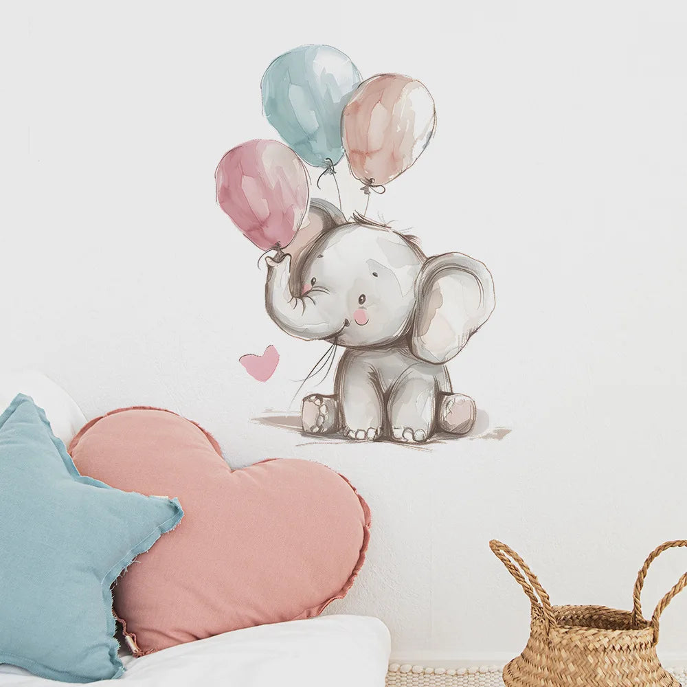 Baby Elephant with Balloons Wall Decals for Kids Room & Nursery