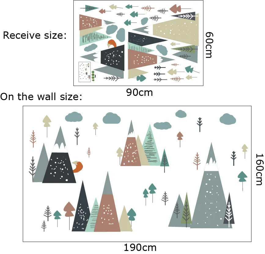 Boho Peaks Colorful Mountain Wall Decals for Kids Room & Nursery