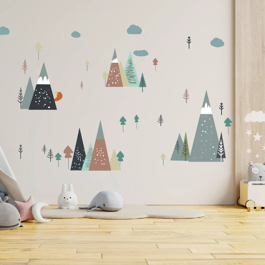 Boho Peaks Colorful Mountain Wall Decals for Kids Room & Nursery