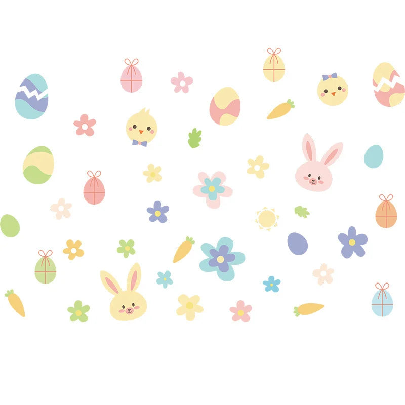 Bunny Bloom: Cute Bunny, Easter Egg, and Flower Wall Decals