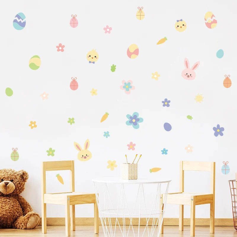 Bunny Bloom: Cute Bunny, Easter Egg, and Flower Wall Decals