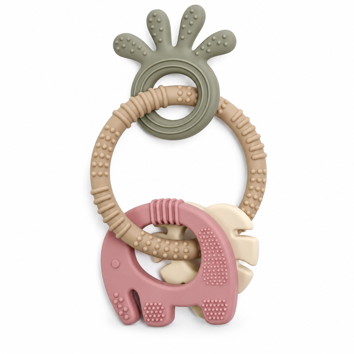 4-in-1 Silicone Baby Teether Ring Set