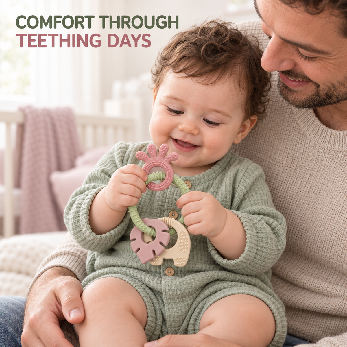 4-in-1 Silicone Baby Teether Ring Set