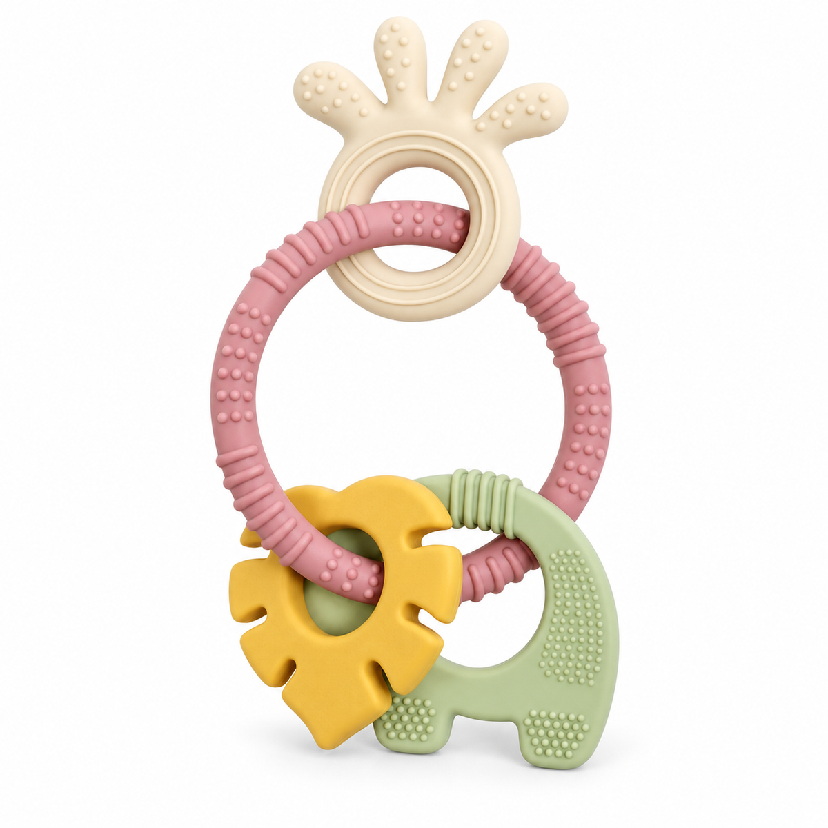 4-in-1 Silicone Baby Teether Ring Set