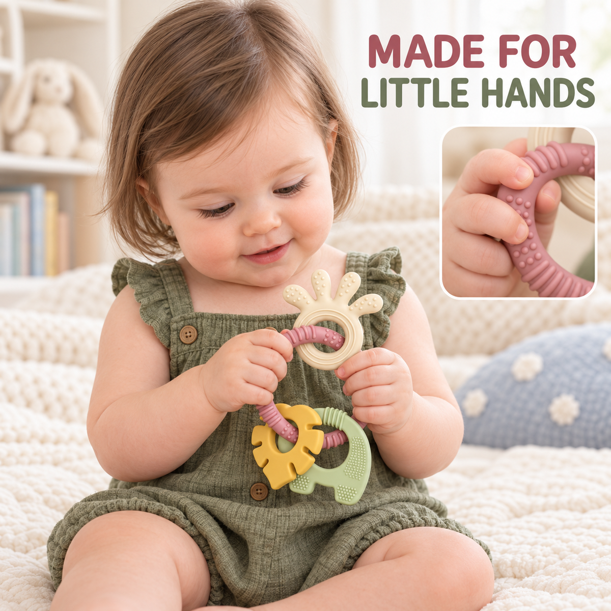 4-in-1 Silicone Baby Teether Ring Set