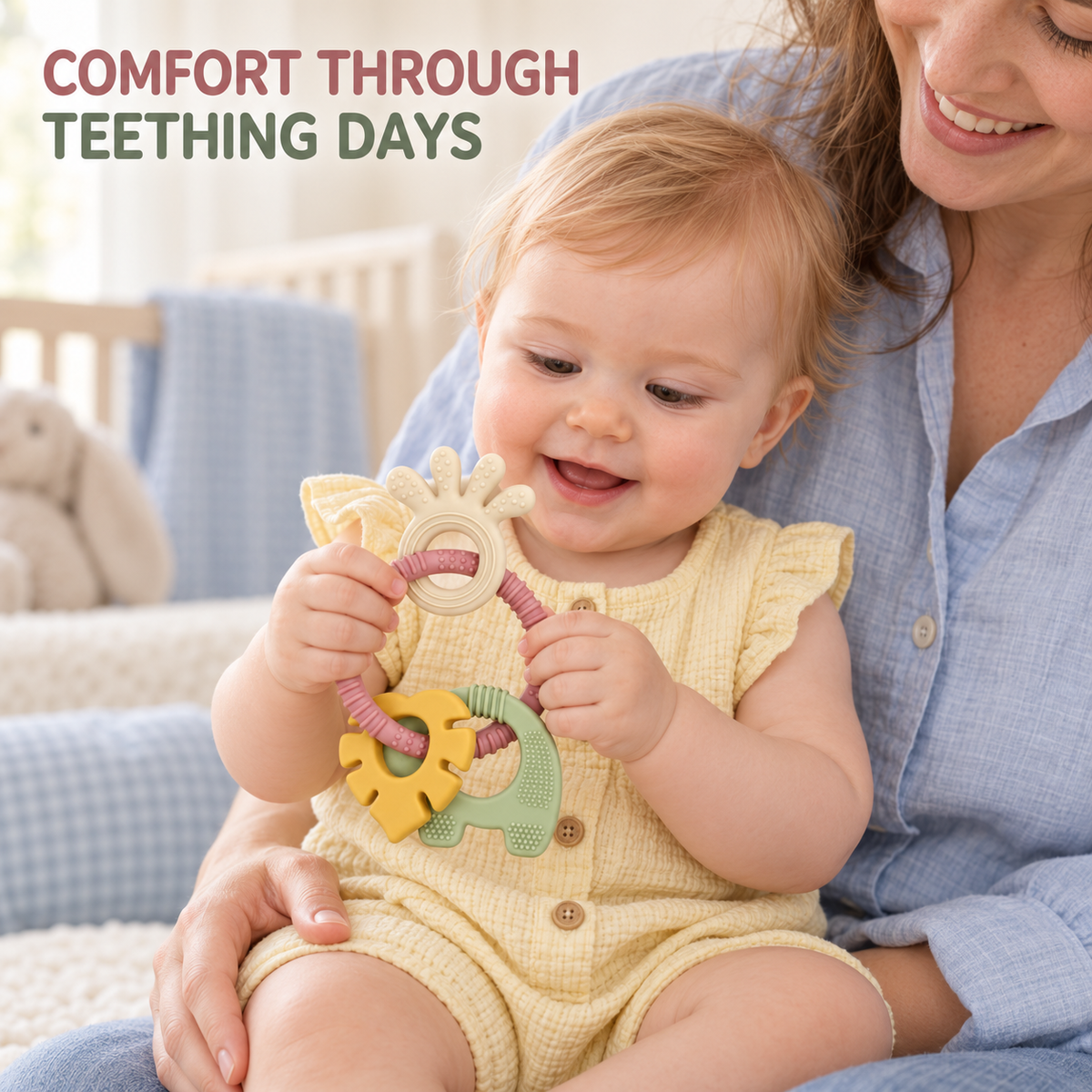 4-in-1 Silicone Baby Teether Ring Set