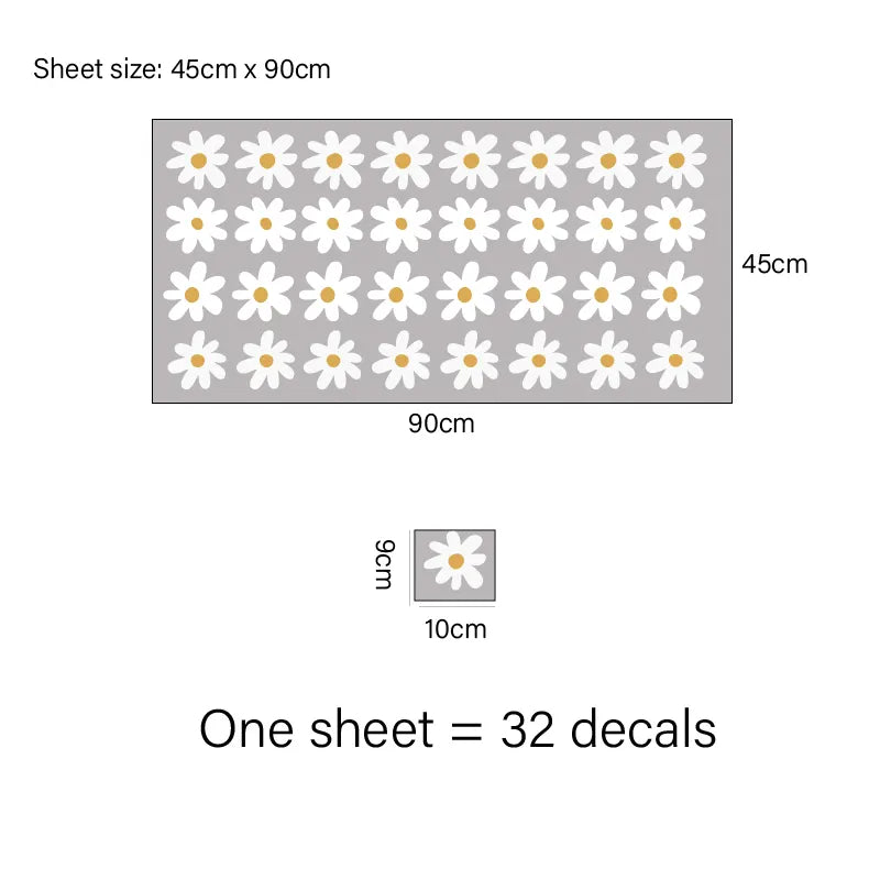 Cheerful White Daisy Flower Wall Decals