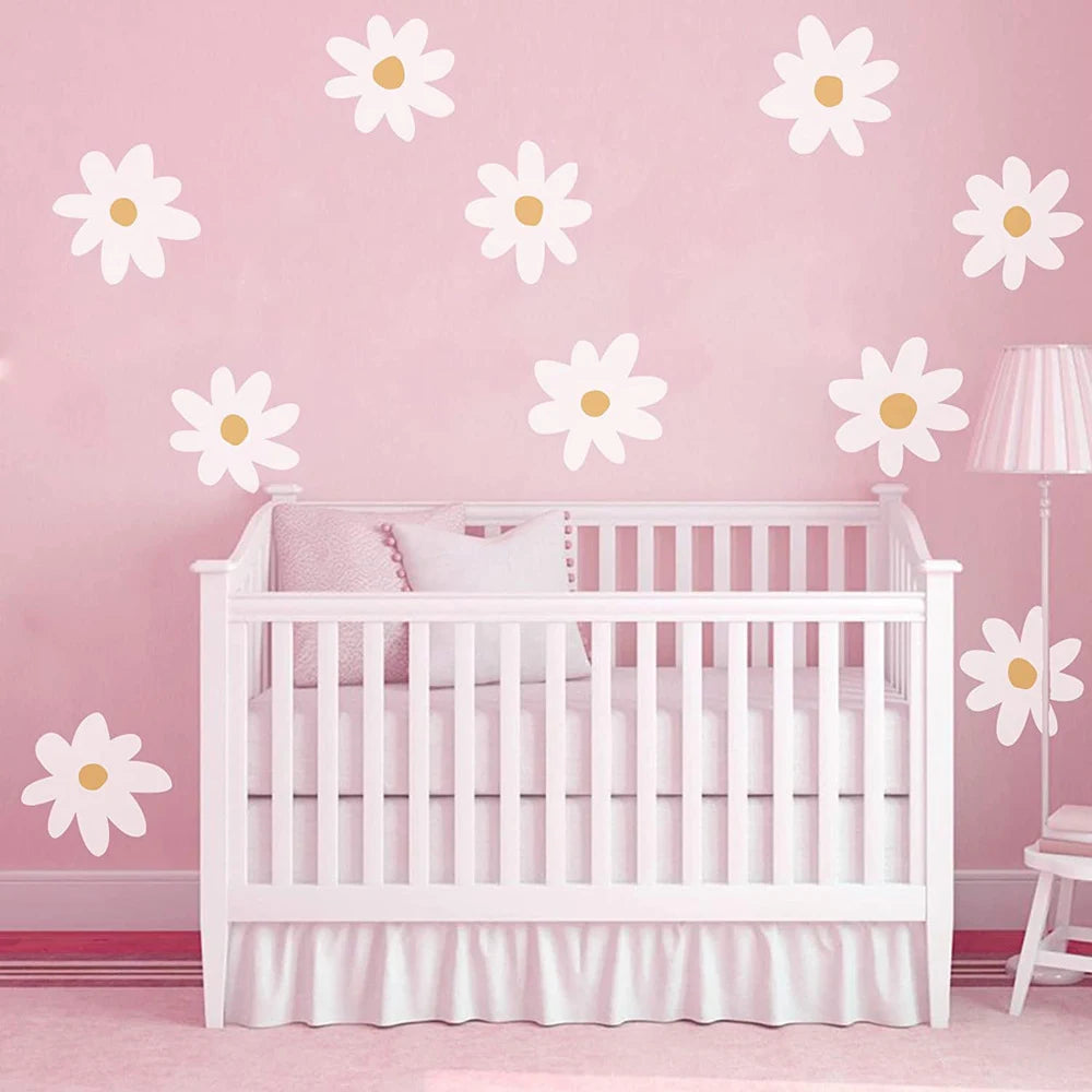 Cheerful White Daisy Flower Wall Decals