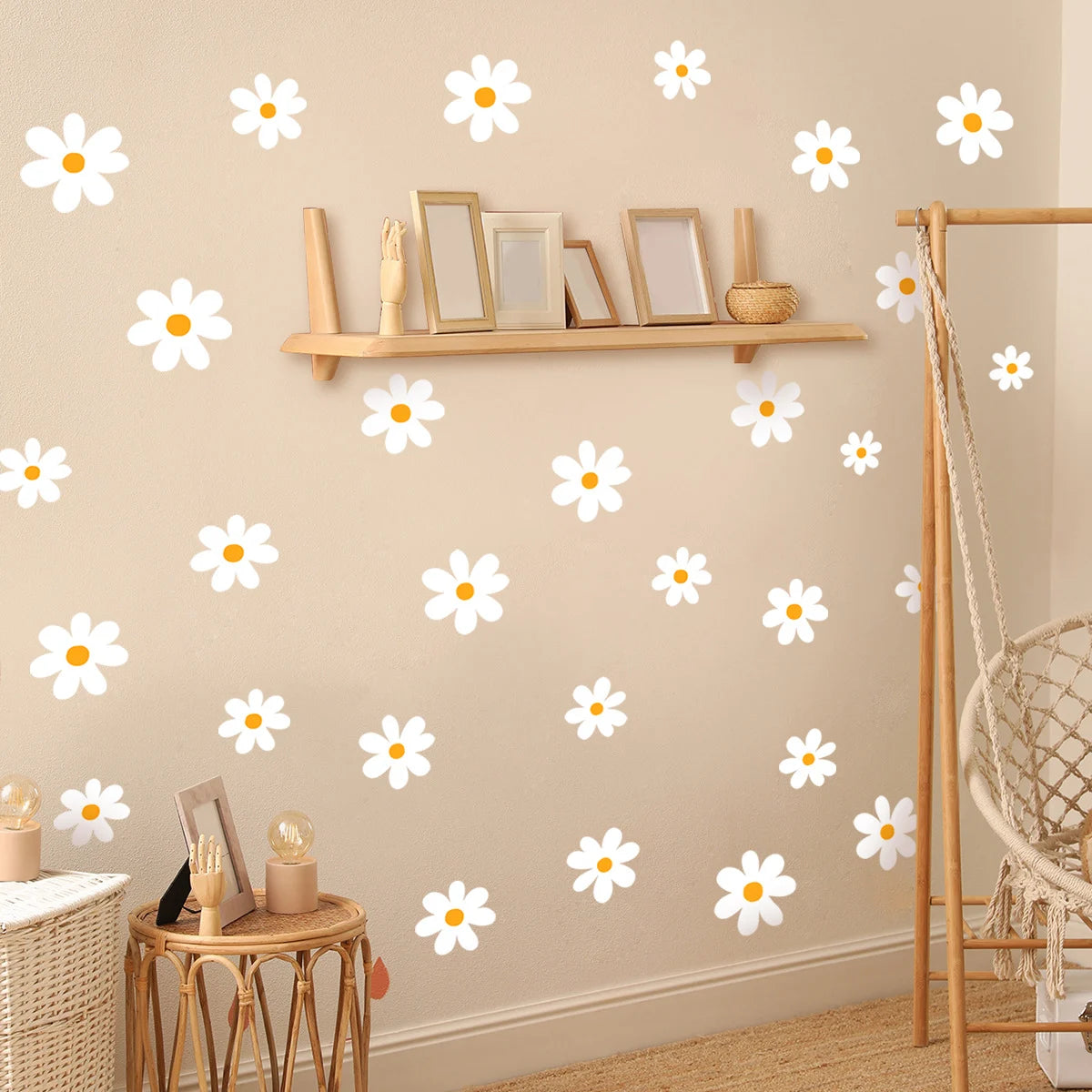 Cheerful White Daisy Flower Wall Decals