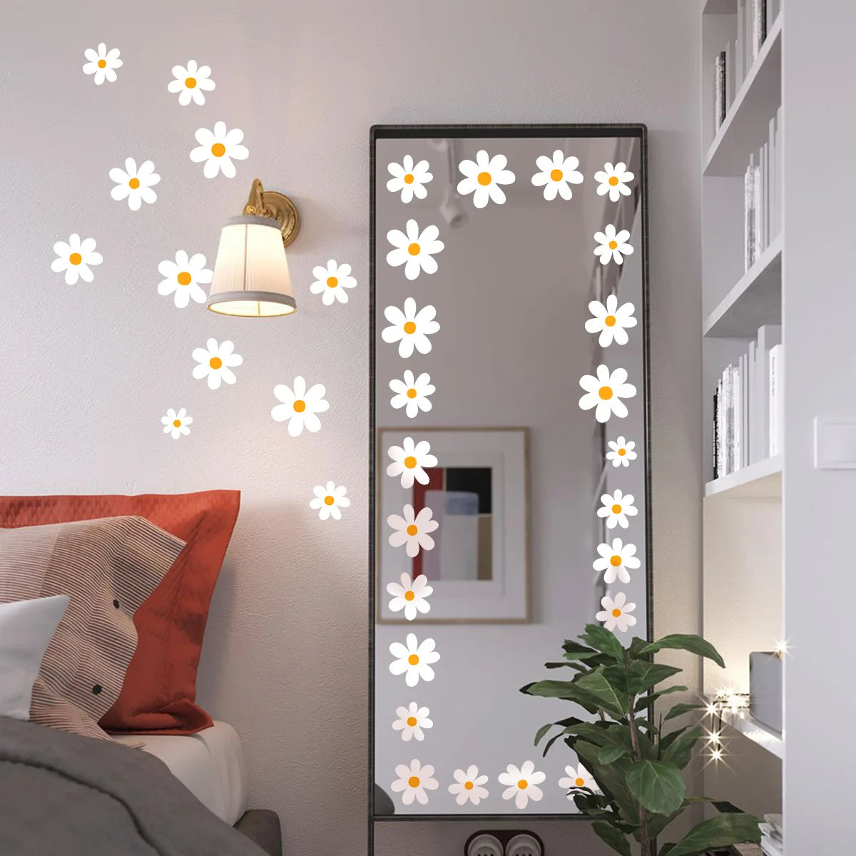 Cheerful White Daisy Flower Wall Decals