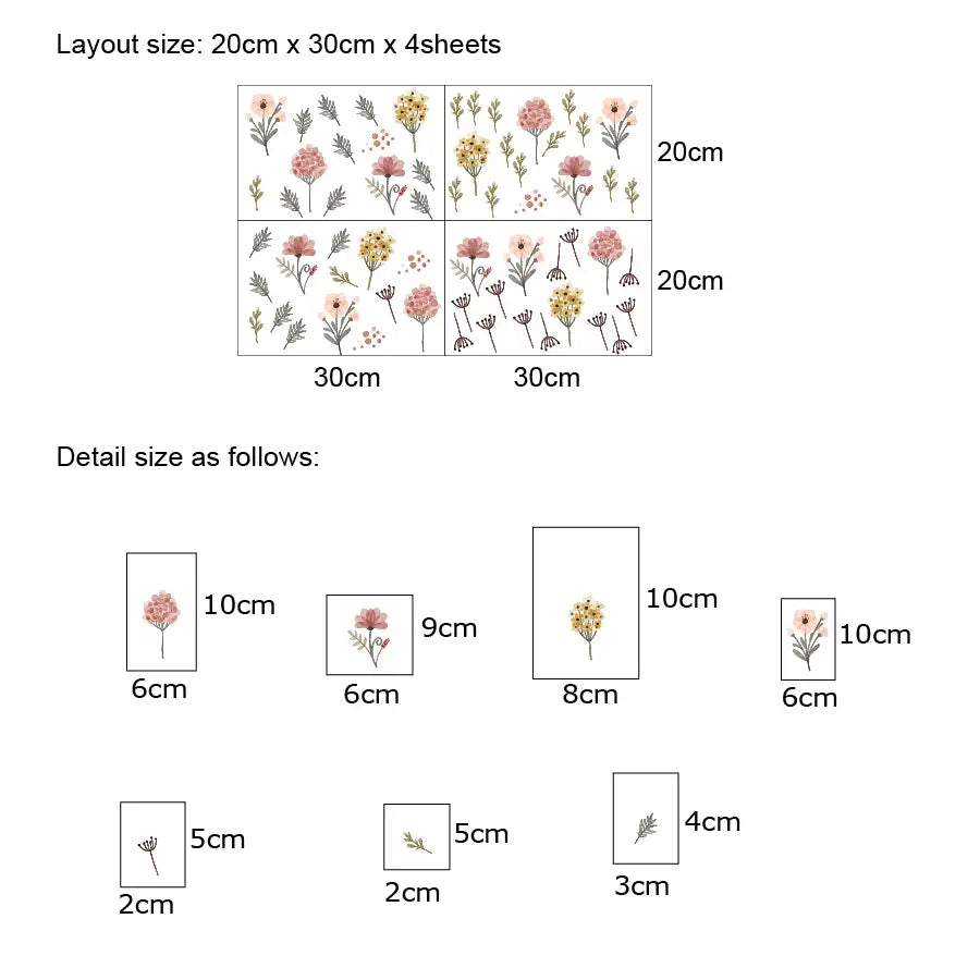 Colorful Flowers & Leaves Wall Decals for Kid's Room & Nursery
