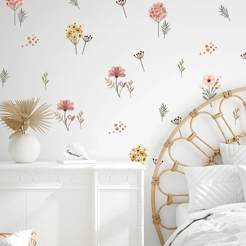 Colorful Flowers & Leaves Wall Decals for Kid's Room & Nursery