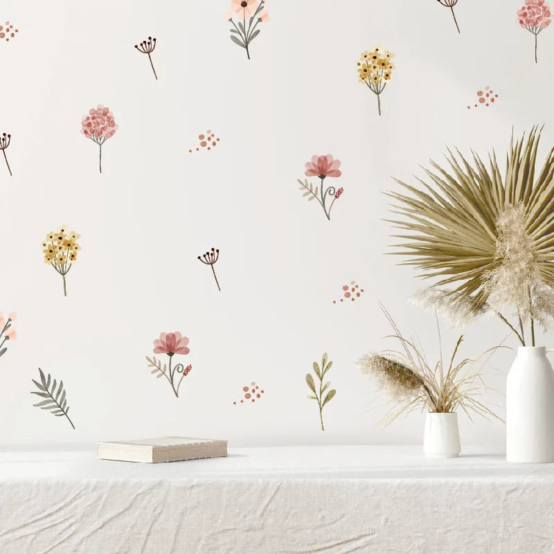 Colorful Flowers & Leaves Wall Decals for Kid's Room & Nursery
