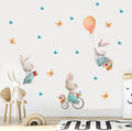 Tipi Tipi Tap Cute Bunnies with Flower, Balloon & Butterfly wall stickers in a child's room.