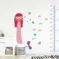 Cute Mermaid Height Chart Wall Decal for Kid's room