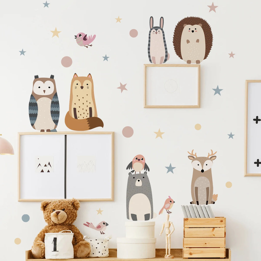 Cute Woodland Animals Wall Decals for Kids Room & Nursery