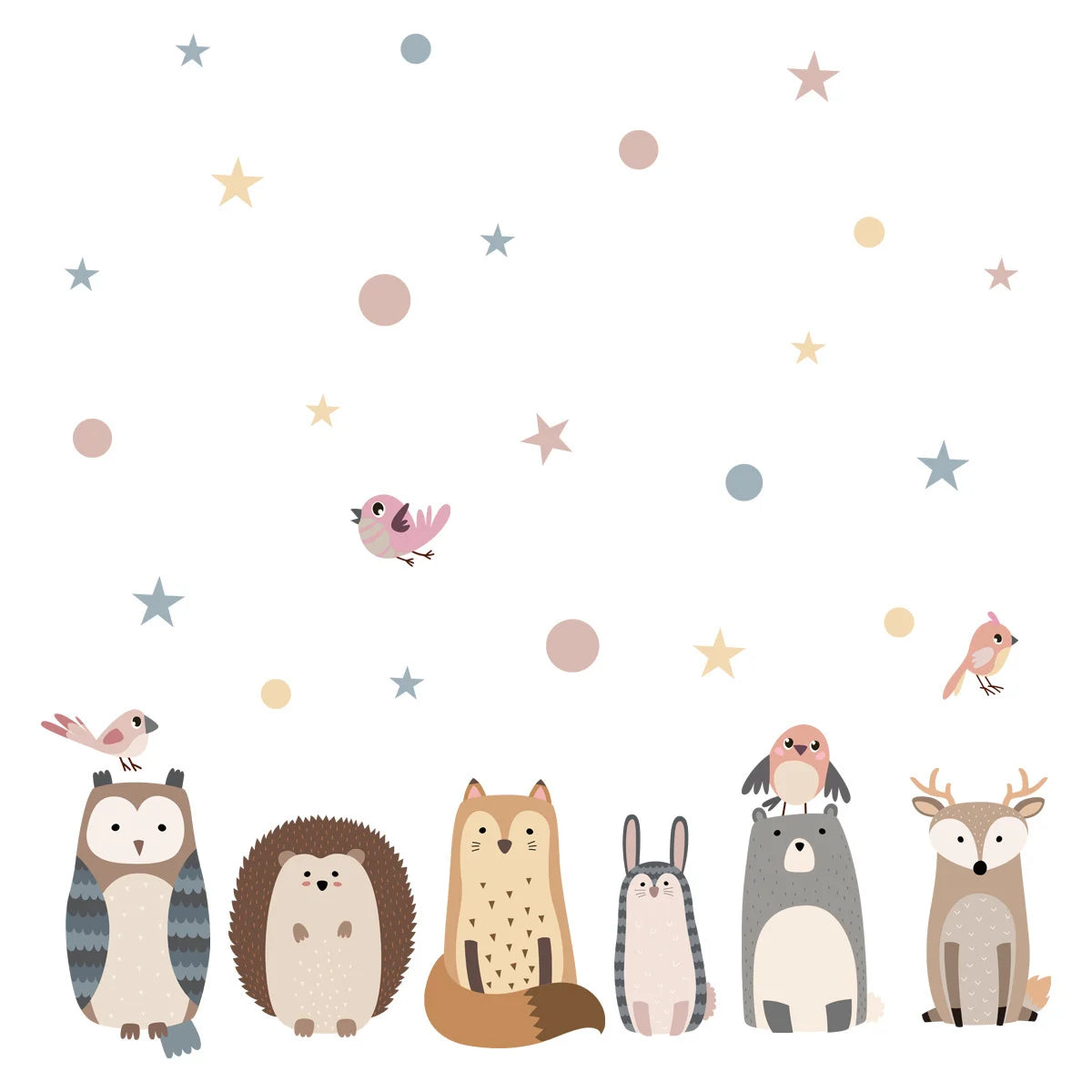 Cute Woodland Animals Wall Decals for Kids Room & Nursery