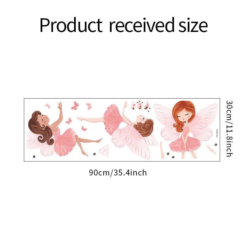 Product size diagram of Tipi Tipi Tap Fairy Magic Wall Stickers labeled 90cm/35.4 inches wide and 30cm/11.