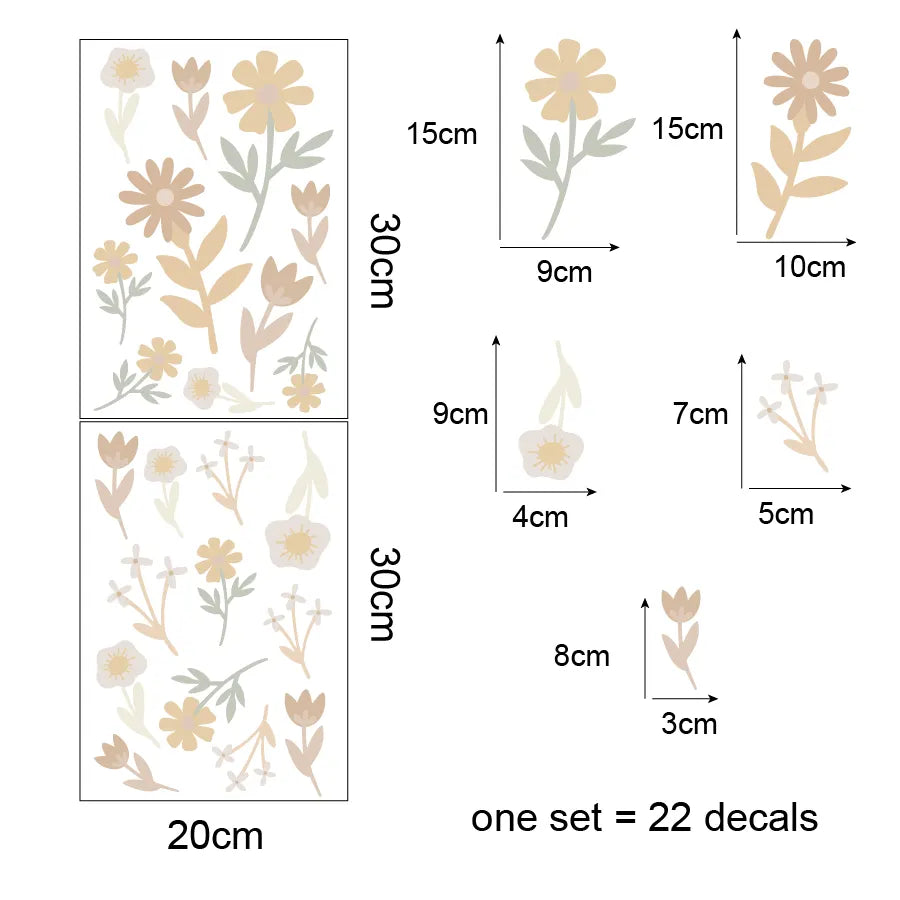 Floral Garden Wall Decals for Kids Room & Nursery
