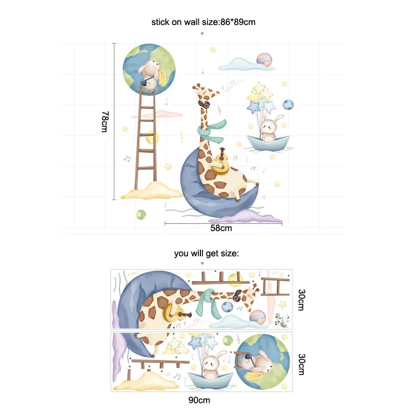 Galactic Harmony: Musical Space Adventure Wall Decals for Kid's Room & Nursery