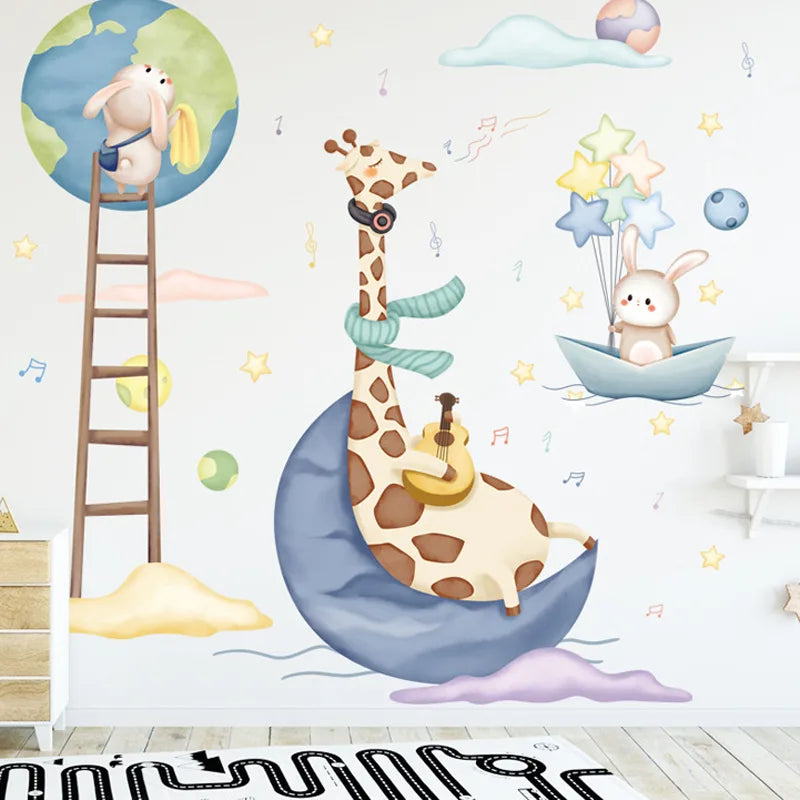 Galactic Harmony: Musical Space Adventure Wall Decals for Kid's Room & Nursery