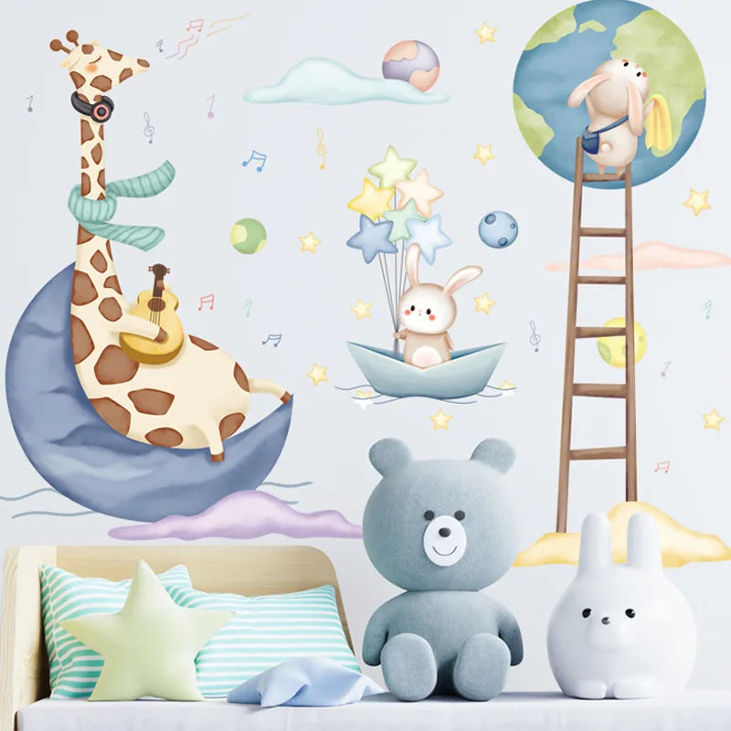 Galactic Harmony: Musical Space Adventure Wall Decals for Kid's Room & Nursery