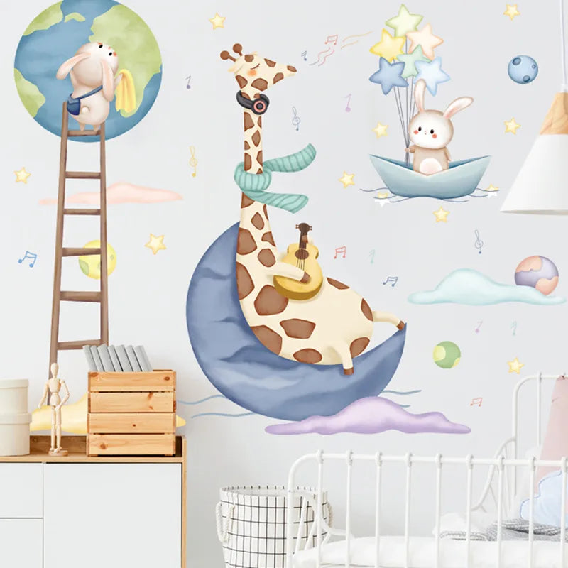 Galactic Harmony: Musical Space Adventure Wall Decals for Kid's Room & Nursery