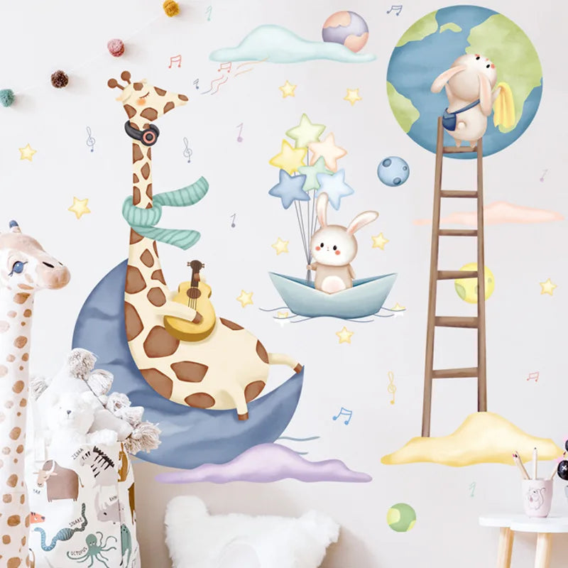 Galactic Harmony: Musical Space Adventure Wall Decals for Kid's Room & Nursery