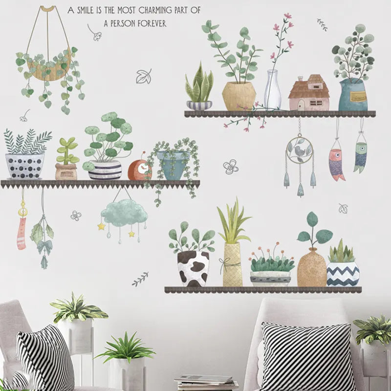 Tipi Tipi Tap Green Plant wall sticker on a white wall.