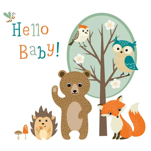 Tipi Tipi Tap "Hello Baby" Jungle Animal Wall Decals on a white background