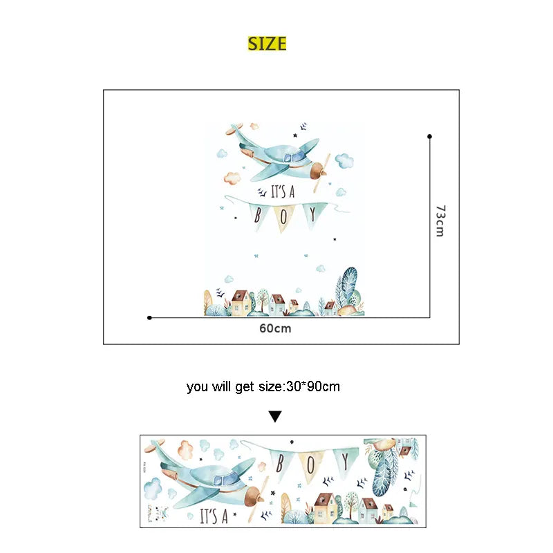Wall decal with baby shower design and text 'It's a boy' on a white background