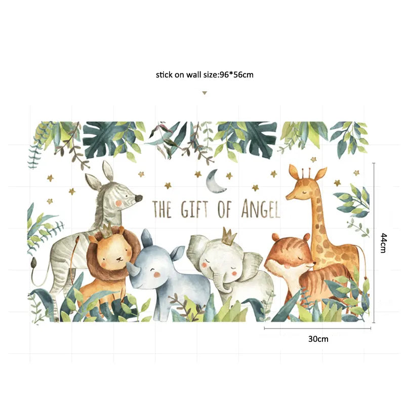 Measurement of Tipi Tipi Tap Jungle Animals Watercolor wall decal. 
