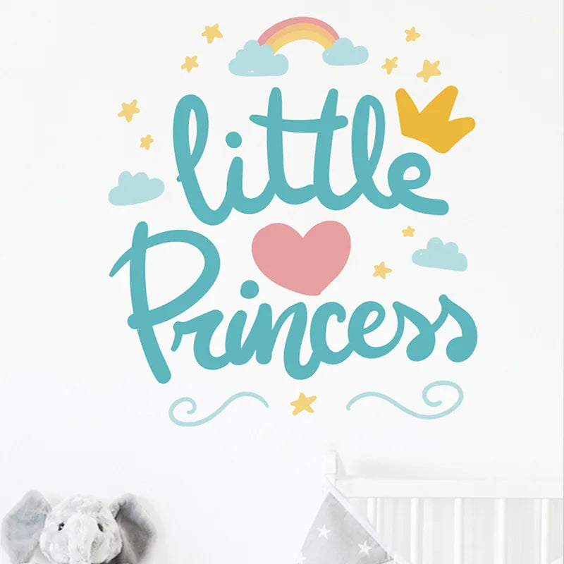 Tipi Tipi Tap Little Princess Crown and Heart  wall decal with 'little Princess' text and decorative elements on a white background.
