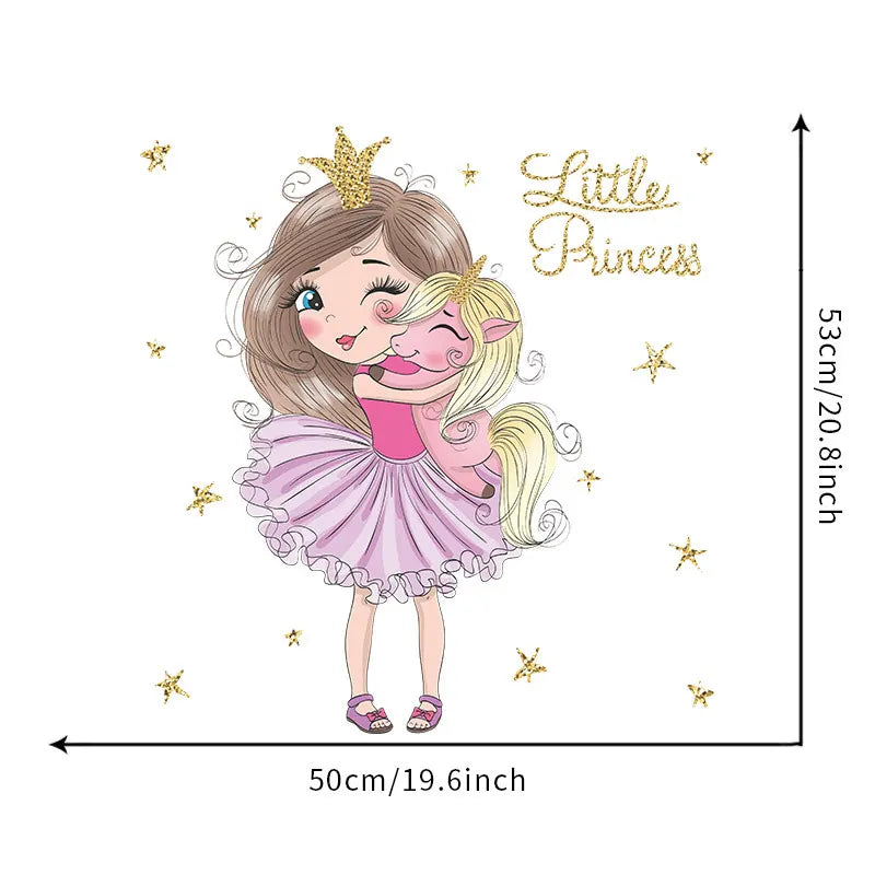 Princess-Unicorn Hug Wall Decal for Kids Room & Nursery