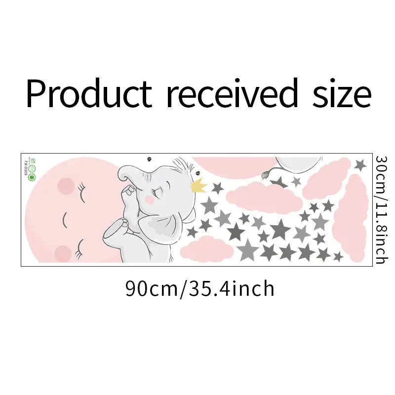 Product with cartoon character and decorative elements, size indicated as 90cm/35.4inch.