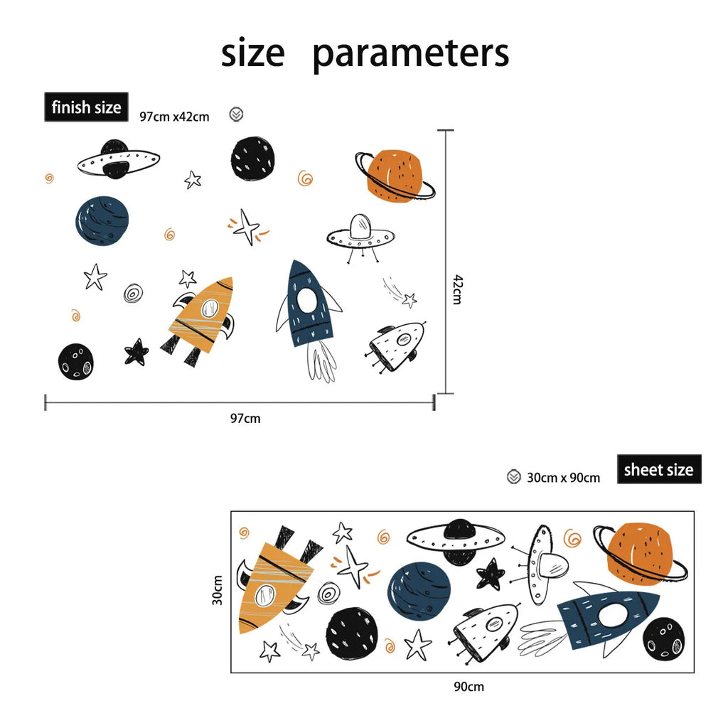 Space Adventure Wall Decals for Kids Room & Nursery