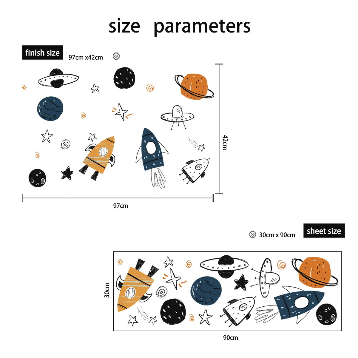 Space Adventure Wall Decals for Kids Room & Nursery