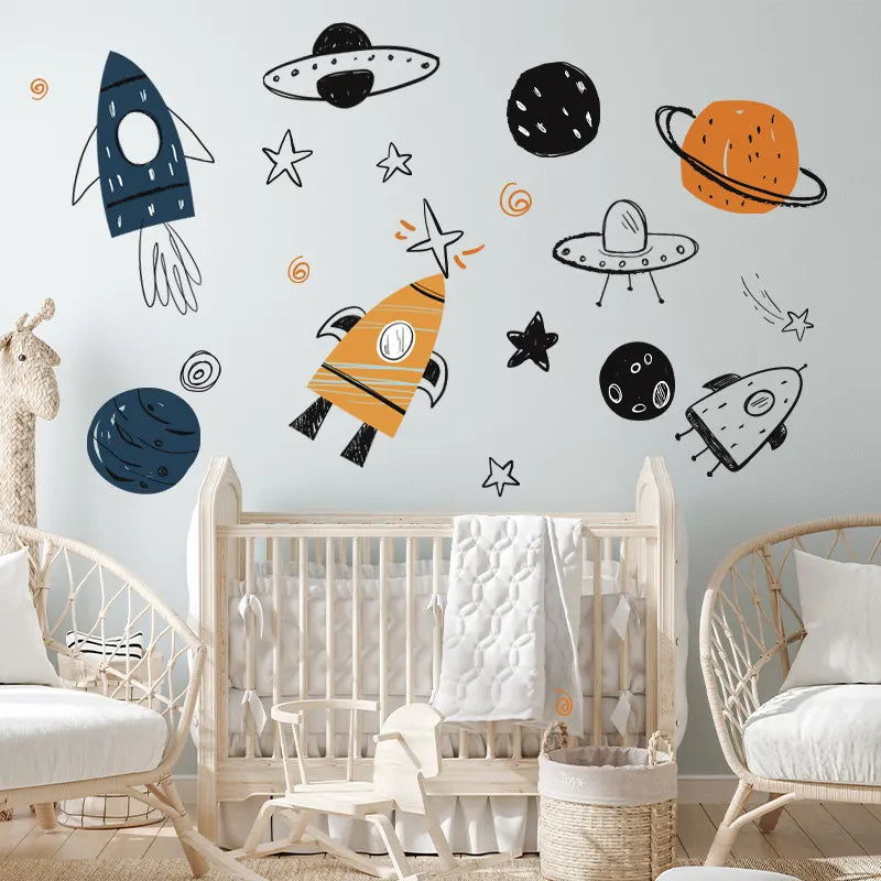 Space Adventure Wall Decals for Kids Room & Nursery