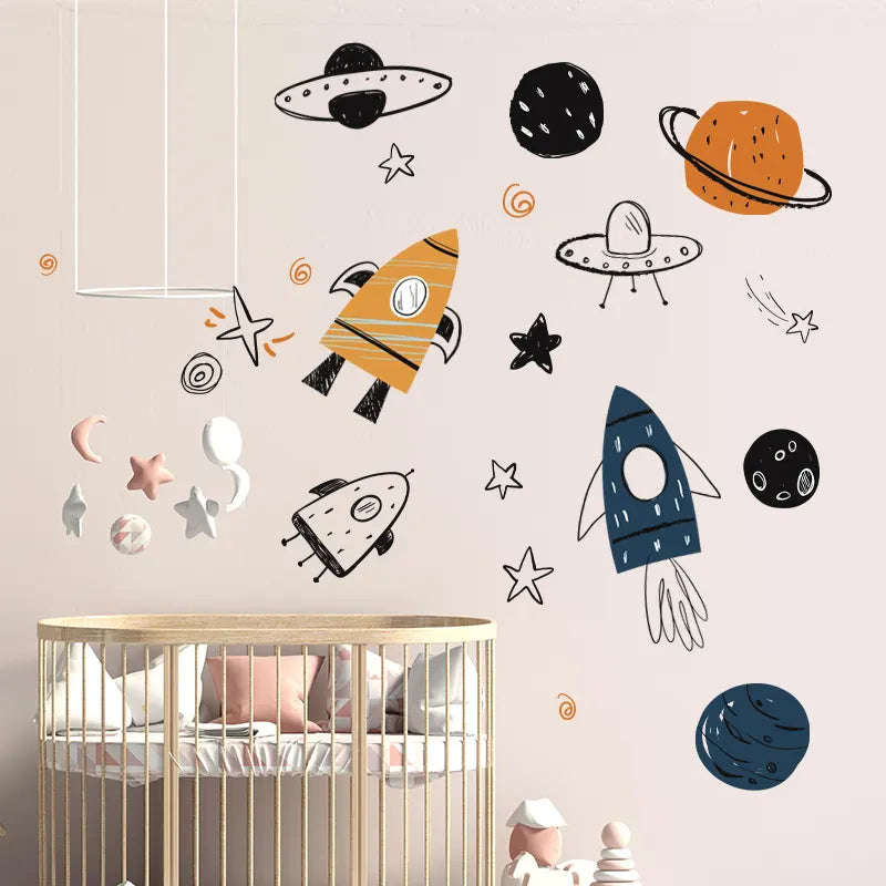 Space Adventure Wall Decals for Kids Room & Nursery