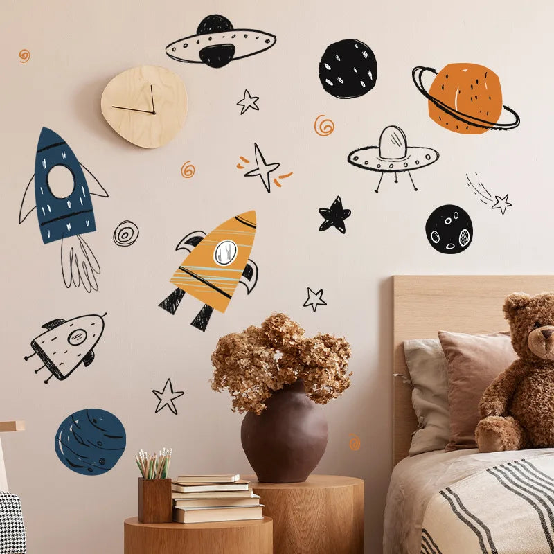 Space Adventure Wall Decals for Kids Room & Nursery
