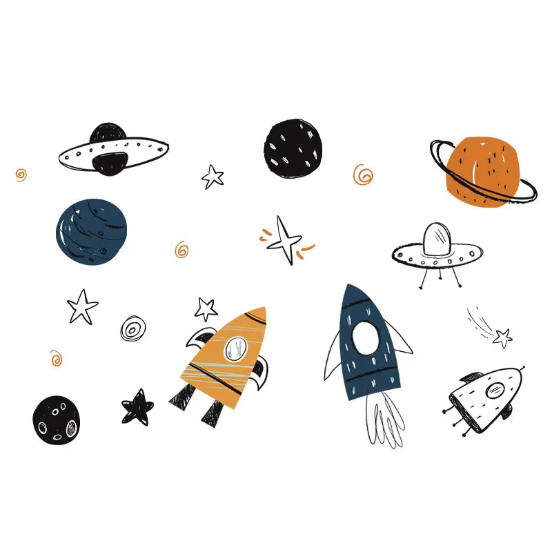 Space Adventure Wall Decals for Kids Room & Nursery