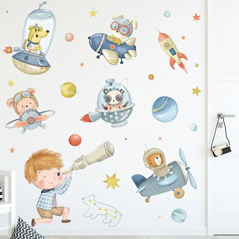 Tipi Tipi Tap Space Safari Animal Wall Sticker for kids on a white background.